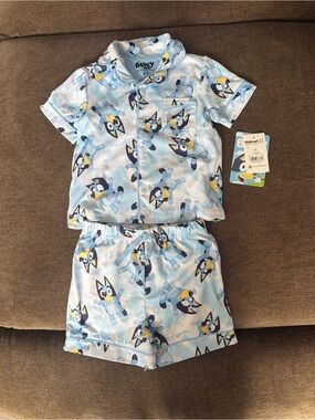 Lucy Light Blue & White Bluey Short Sleeve Pajama Set